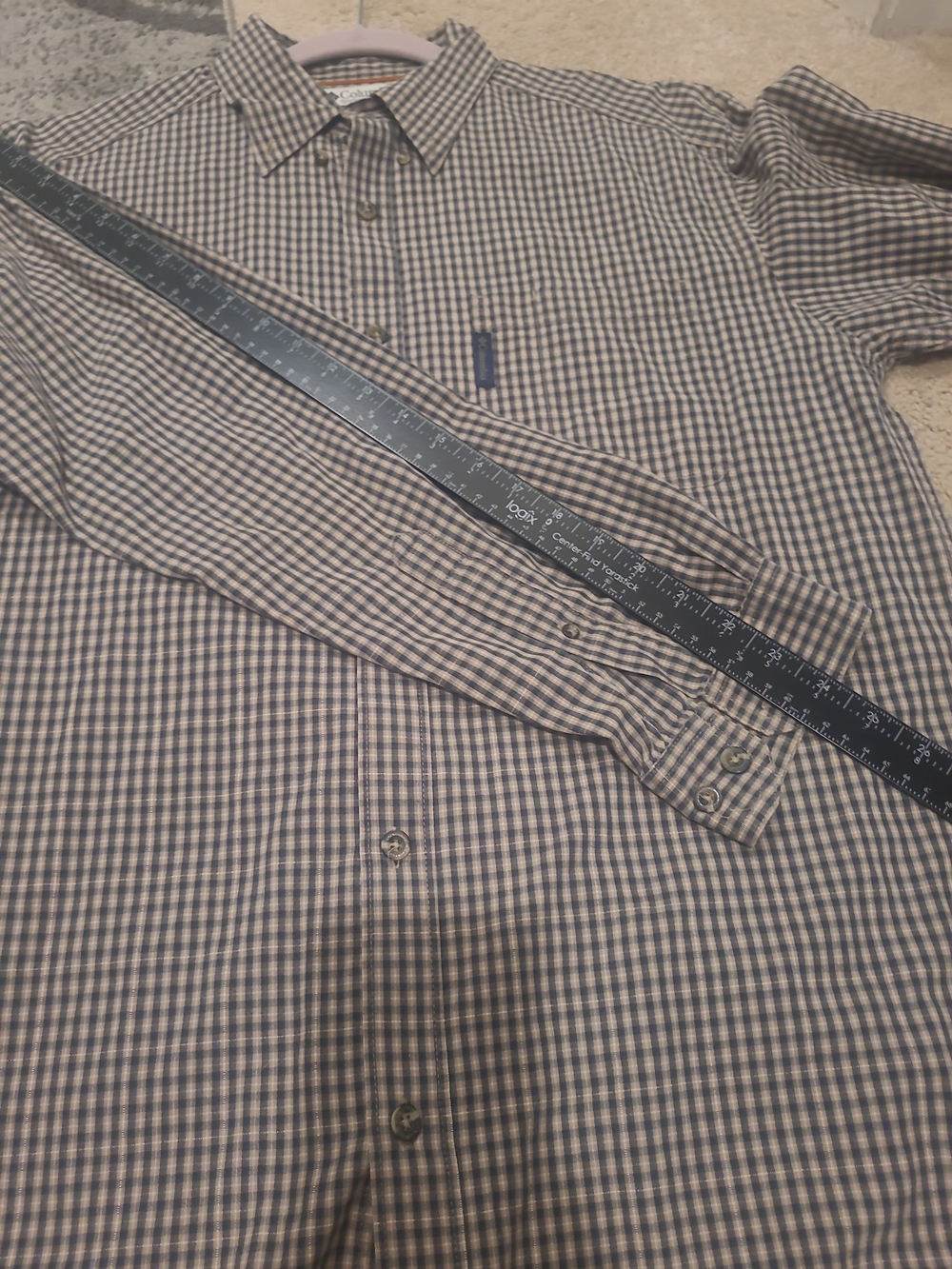 Columbia Shirt Men's Med Tan Plaid Button Down Long Sleeve Hike Casual Workwear - Picture 12 of 12